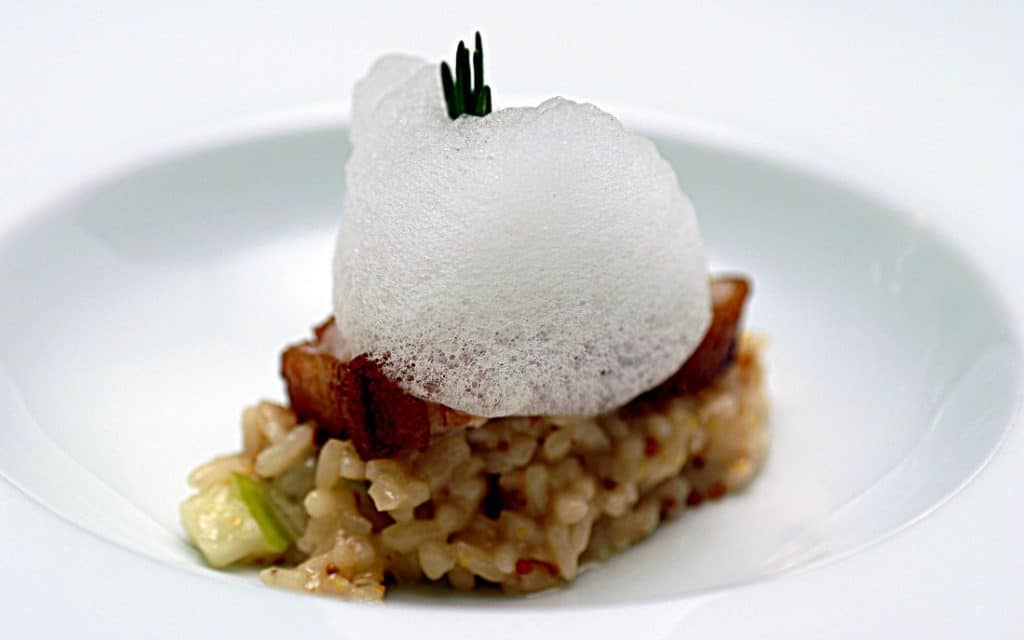 Arroz Cremoso de Manzana Verde y Pistacho, Aire de Romero
