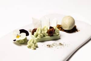 Festuc amb gelat de farigola amb menta